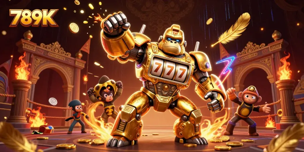 Experience the excitement of gambling with 789K's dynamic characters and vibrant casino elements.