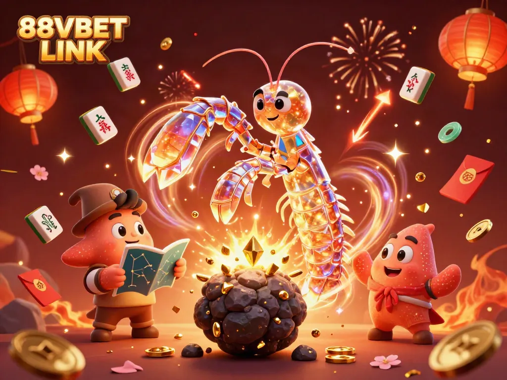 Experience thrilling wins with 88VBET LINK in this vibrant, action-packed 3D casino scene.