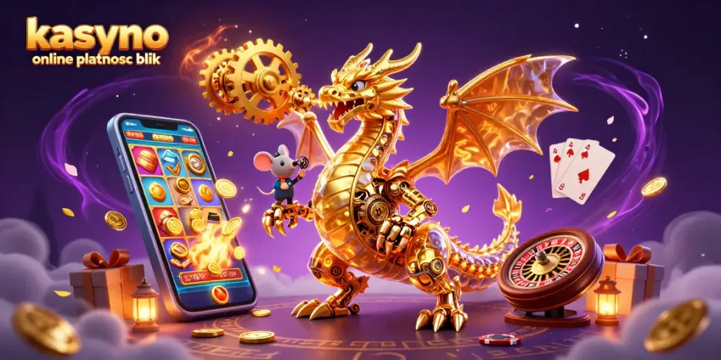 Experience kasyno online platnosc blik with engaging slot games and golden rewards in our dynamic illustration.