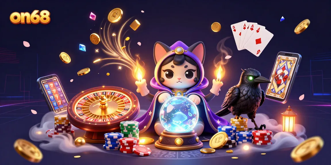 Discover winning strategies on68 while engaging with colorful casino elements in a vibrant scene.